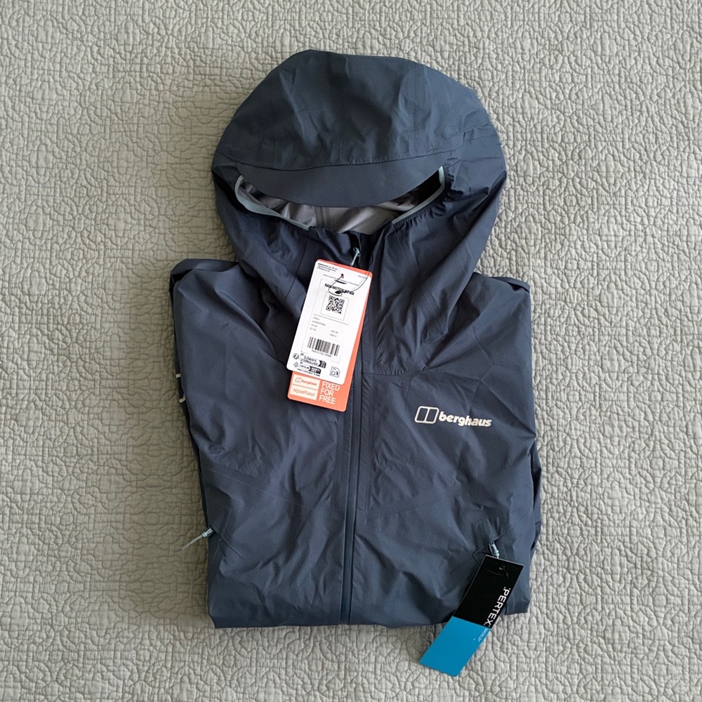 New Berghaus Lightweight Waterproof Rain Jacket Lightweight Packable Coat XS